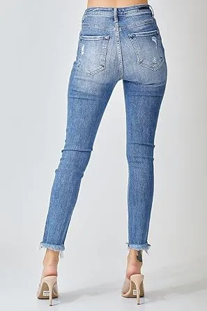 -High Rise Distressed Skinny Jeans - Light