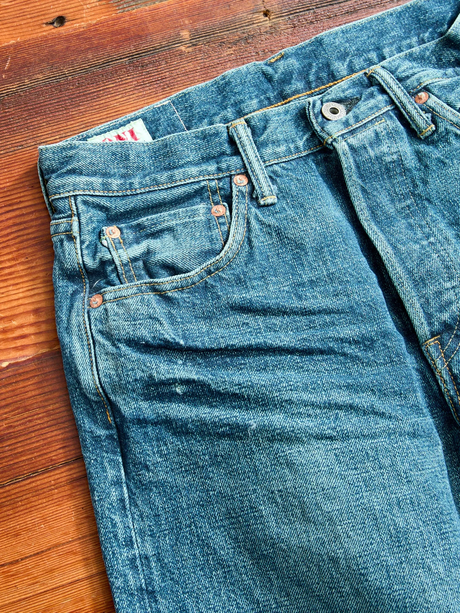 246-USED "Ishikawadai" 15oz Washed Selvedge Denim - Clean Straight Fit