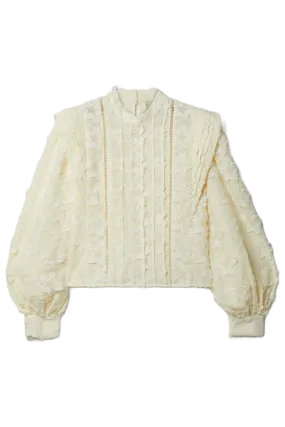 3D Star Embroidered Cotton Blouse