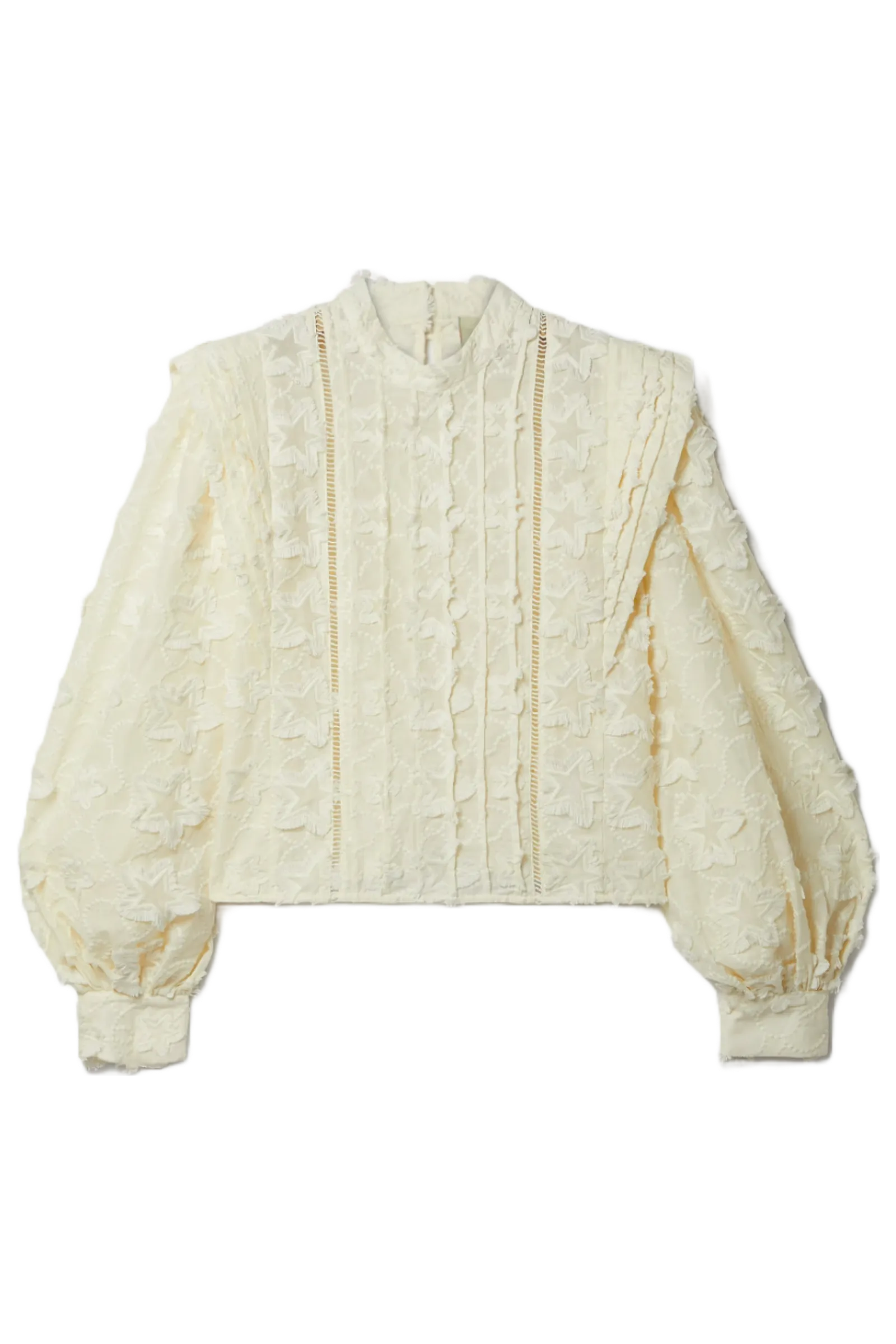3D Star Embroidered Cotton Blouse