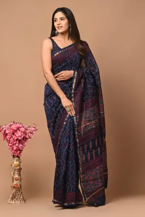 Aafat |Cotton silk with golden border saree