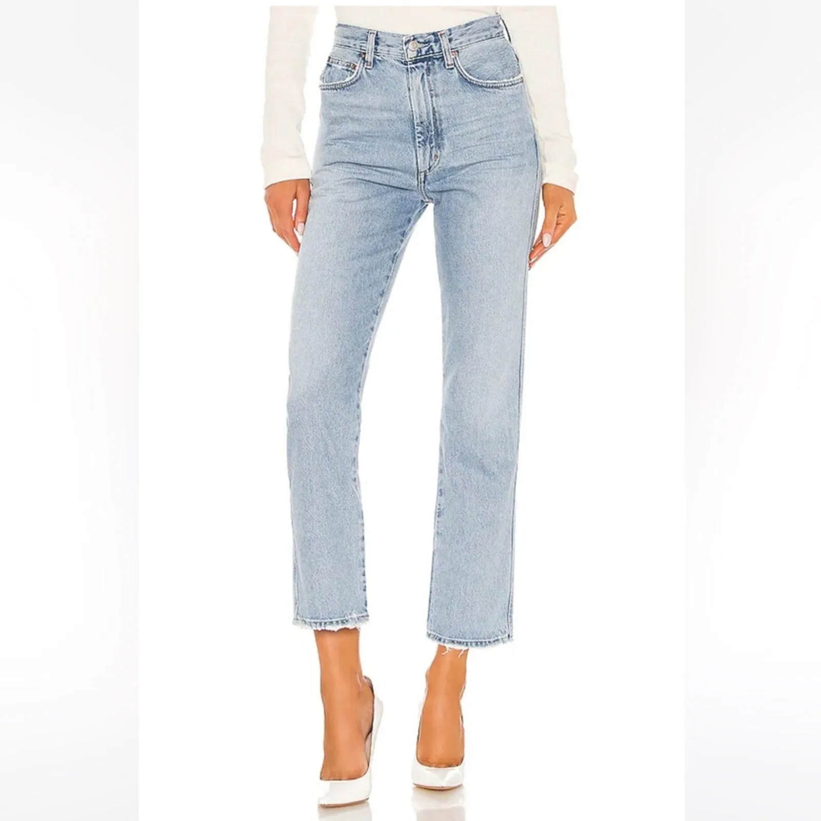 AGOLDE Pinch Waist High Rise Kick Cropped *No Pocket* Jeans (32)