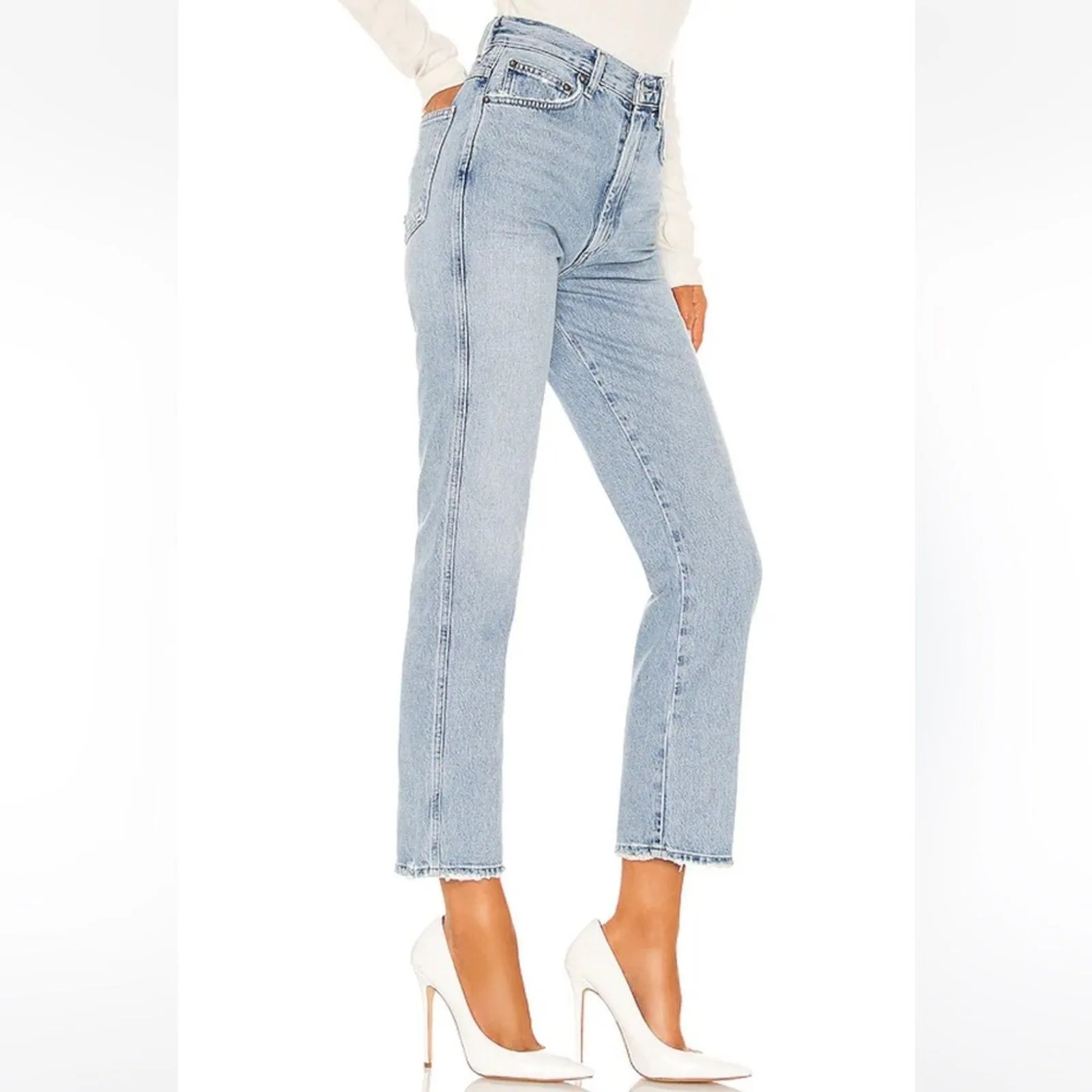 AGOLDE Pinch Waist High Rise Kick Cropped *No Pocket* Jeans (32)