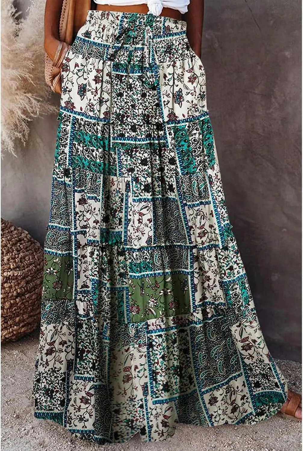 Beach Skirts for Women, Vacation Casual Maxi Boho Flowy Trendy Womens Skirts