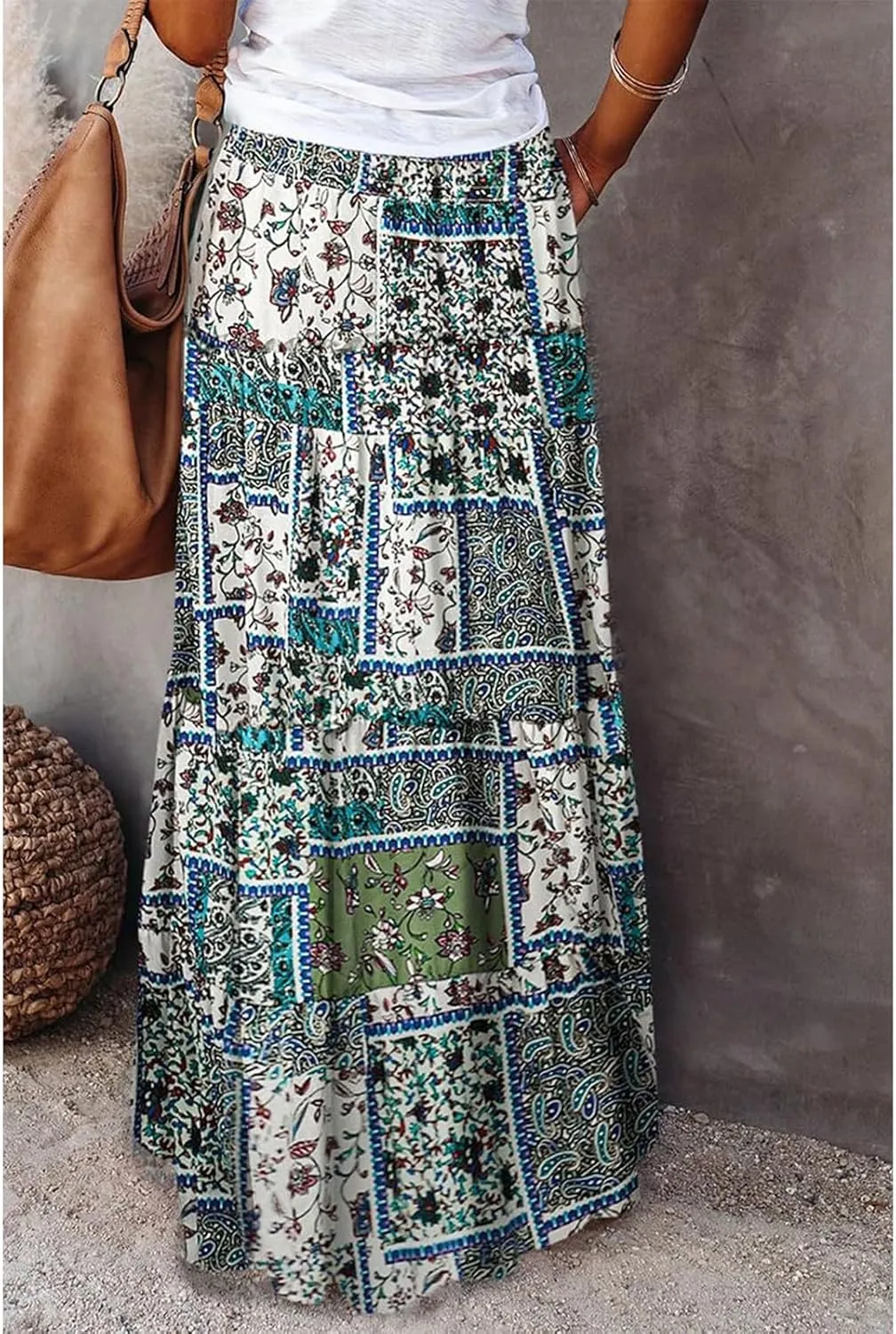 Beach Skirts for Women, Vacation Casual Maxi Boho Flowy Trendy Womens Skirts
