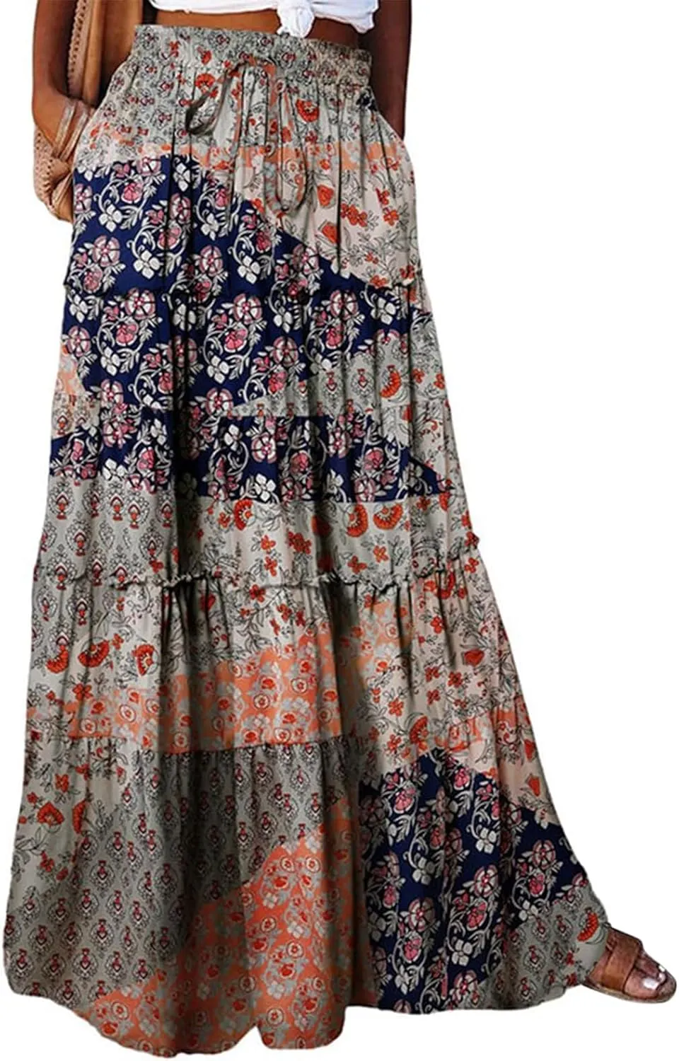 Beach Skirts for Women, Vacation Casual Maxi Boho Flowy Trendy Womens Skirts
