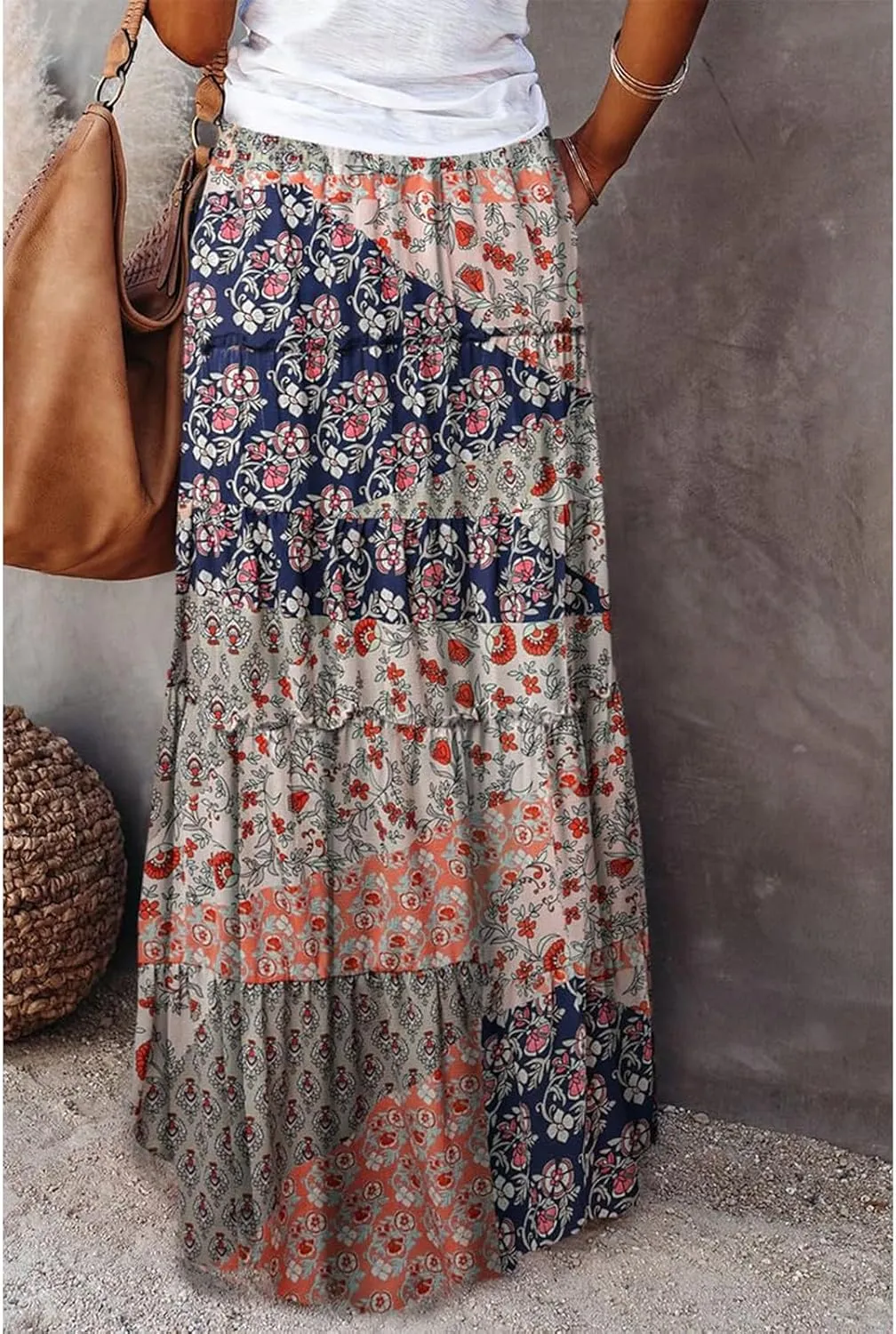 Beach Skirts for Women, Vacation Casual Maxi Boho Flowy Trendy Womens Skirts