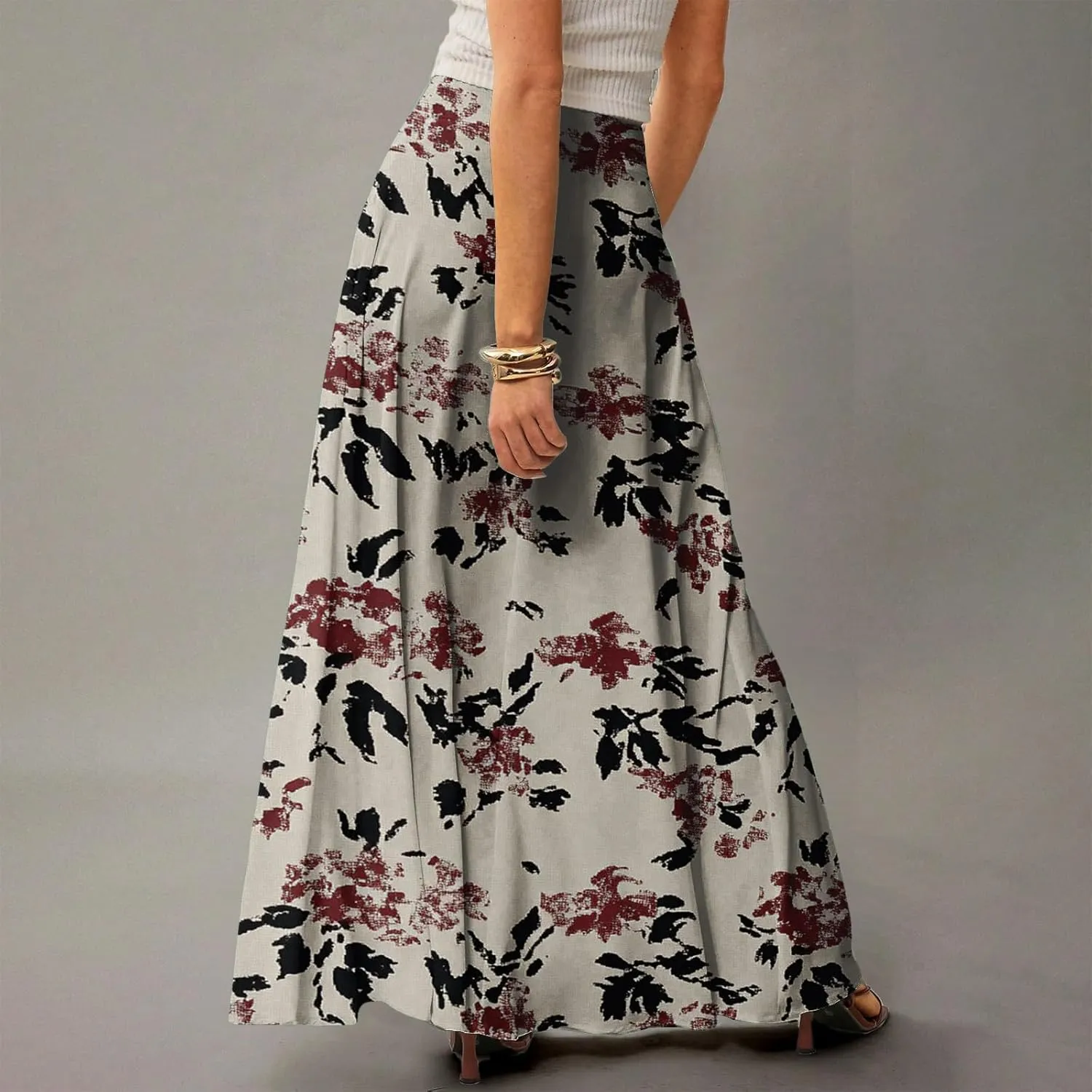 Beach Women's Skirts, Summer Boho Maxi Elegantes Casual Flowy Womens Skirts