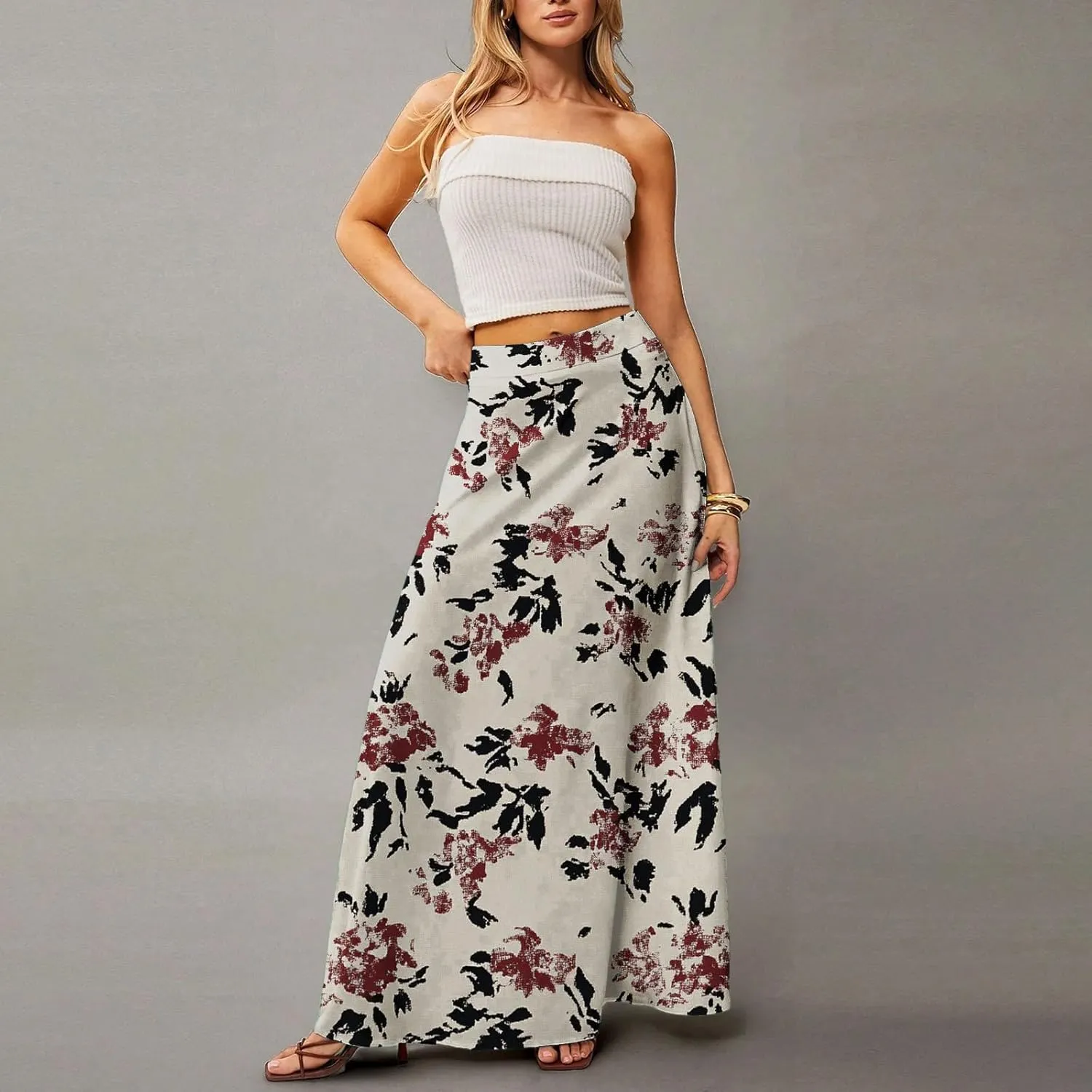 Beach Women's Skirts, Summer Boho Maxi Elegantes Casual Flowy Womens Skirts