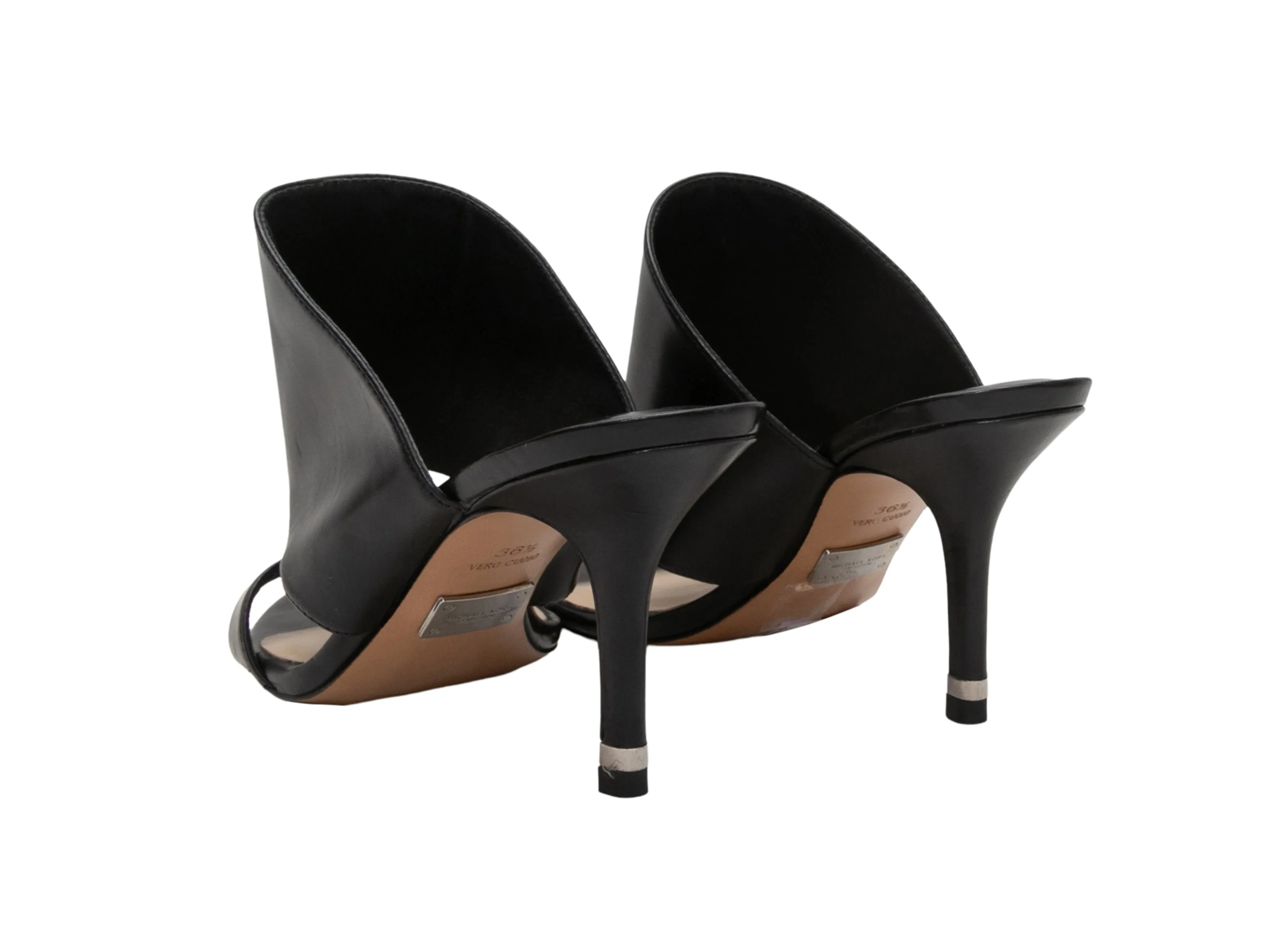 Black Michael Kors Leather Heeled Sandals Size 36.5