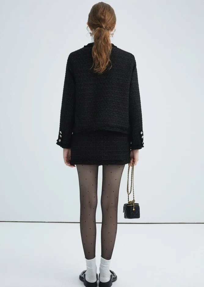 BLACK TWEED CROPPED SKIRT