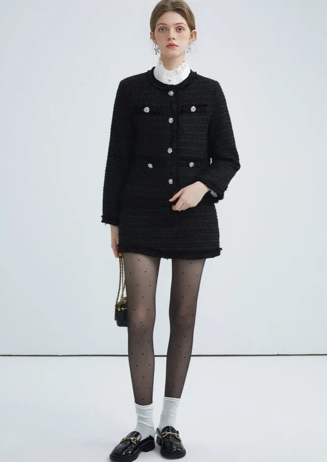 BLACK TWEED CROPPED SKIRT