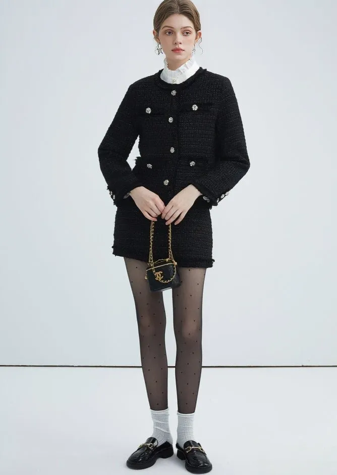 BLACK TWEED CROPPED SKIRT