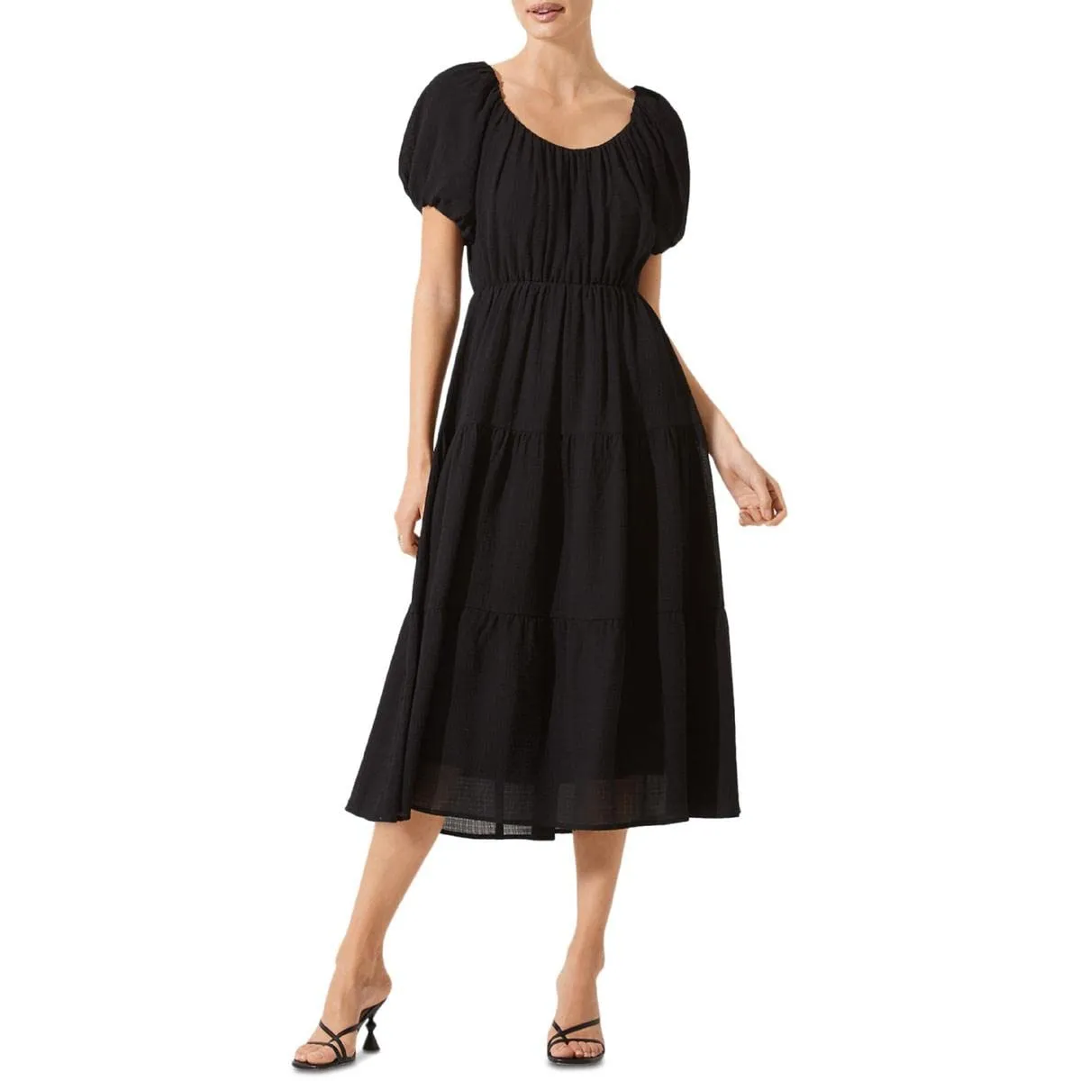 Black Women's Smocked Tiered Maxi - ASTR