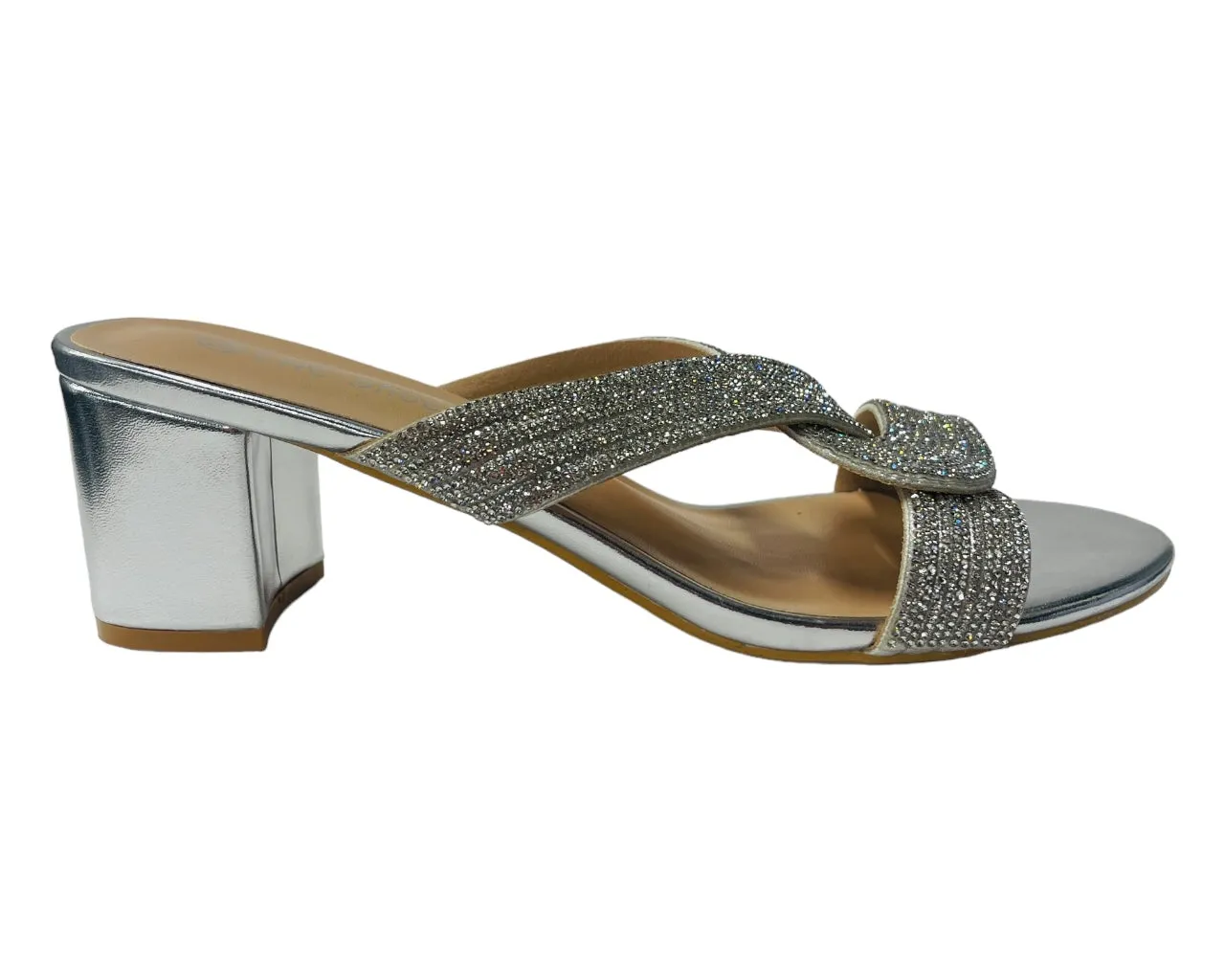 Block Heel Strap Rhinestones Sandals