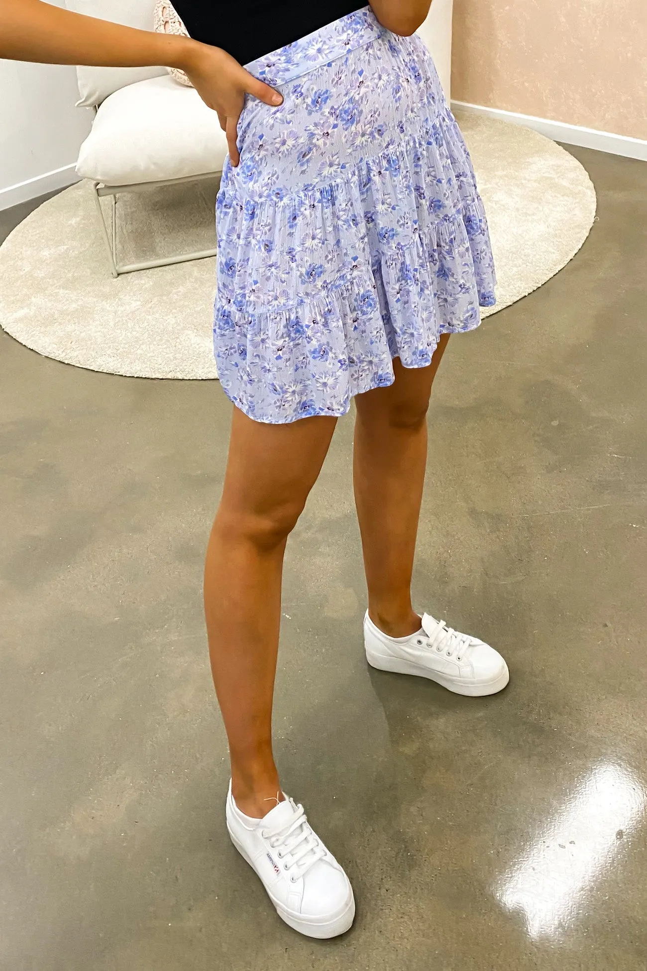 Bloom Tiered Skirt Whisper Blue