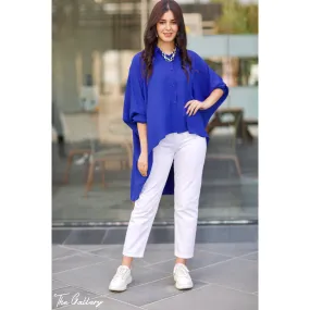 Blue high low oversized shirt