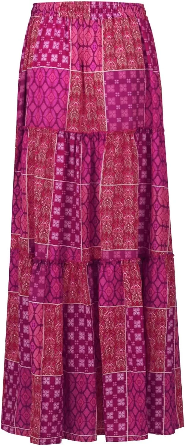 Boho Skirts for Women, Beach Maxi Casual Summer Trendy Flowy Womens Skirts