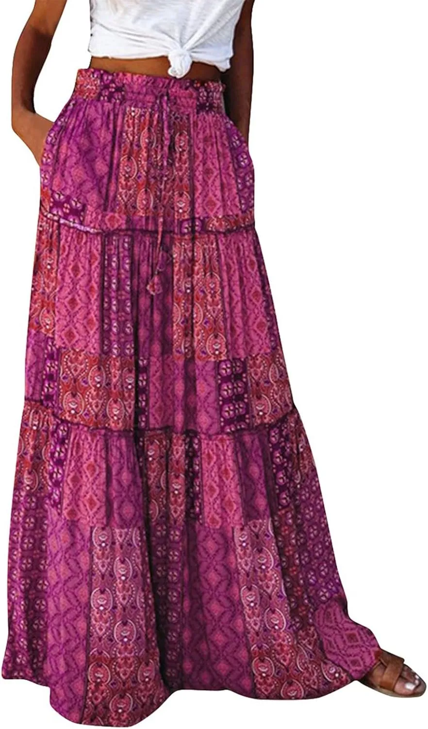 Boho Skirts for Women, Beach Maxi Casual Summer Trendy Flowy Womens Skirts