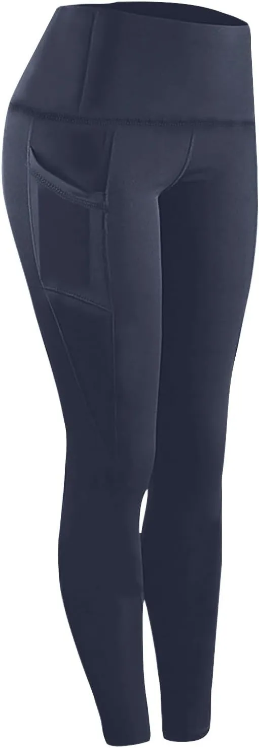 Butt Lifting Leggings for Women Tummy Control High Waist Leggings Workout Yoga Pants with Pockets Stretchy Trousers