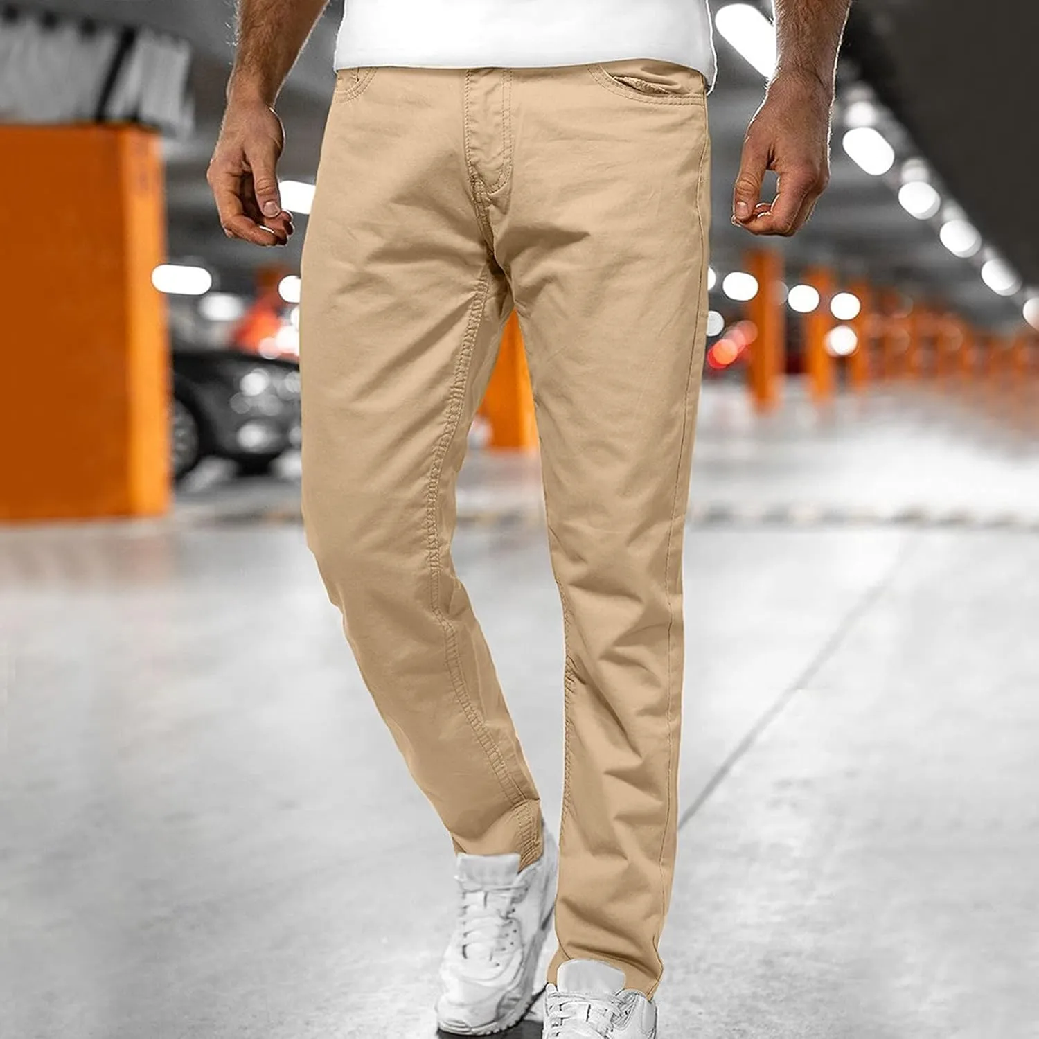 Button Men's Mid-waist Jeans With Pocket Jeans Casual Men's Zip Men's pants Key Relaxed Fit Jeans for Men