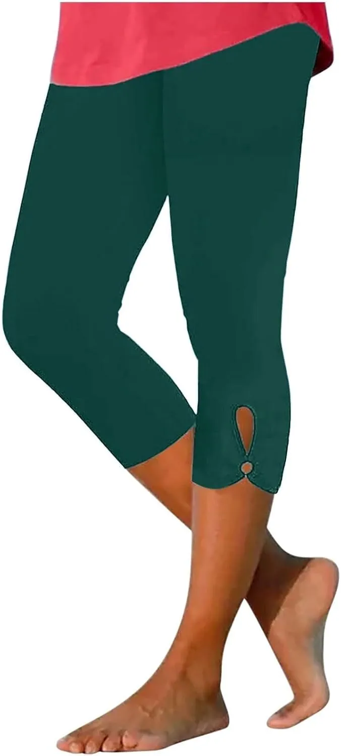 Capri Leggings for Women 2025 Summer Cropped Pants High Waist Yoga Capris Stretchy Workout Leggings Compression Pants