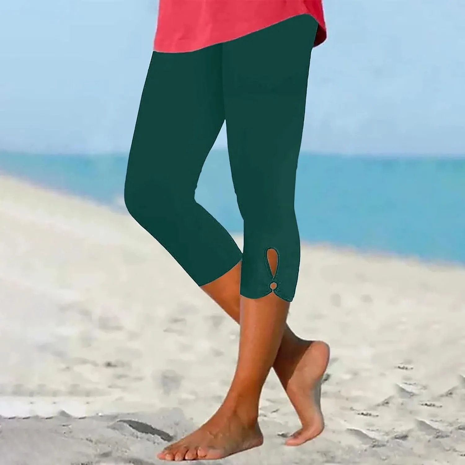 Capri Leggings for Women 2025 Summer Cropped Pants High Waist Yoga Capris Stretchy Workout Leggings Compression Pants