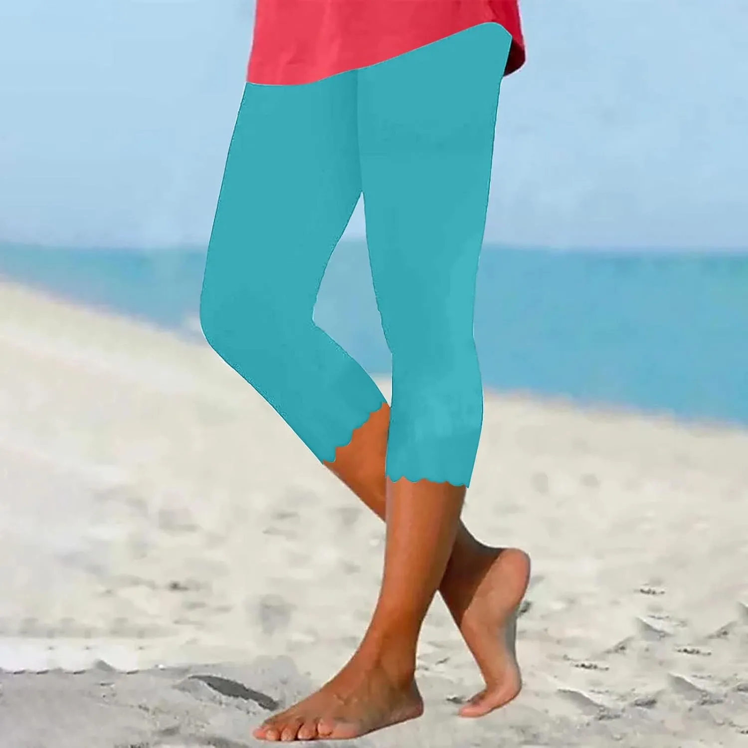 Capris Leggings for Women Summer Dressy Cropped High Waist Yoga Pants Stretchy Leggings Workout Compression Pant