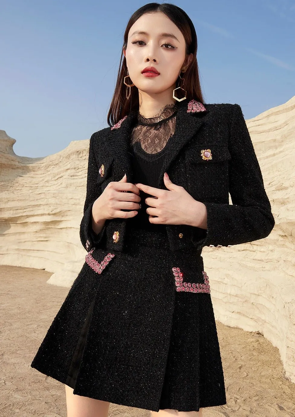 COLOR STONE SHORT JACKET&SKIRT