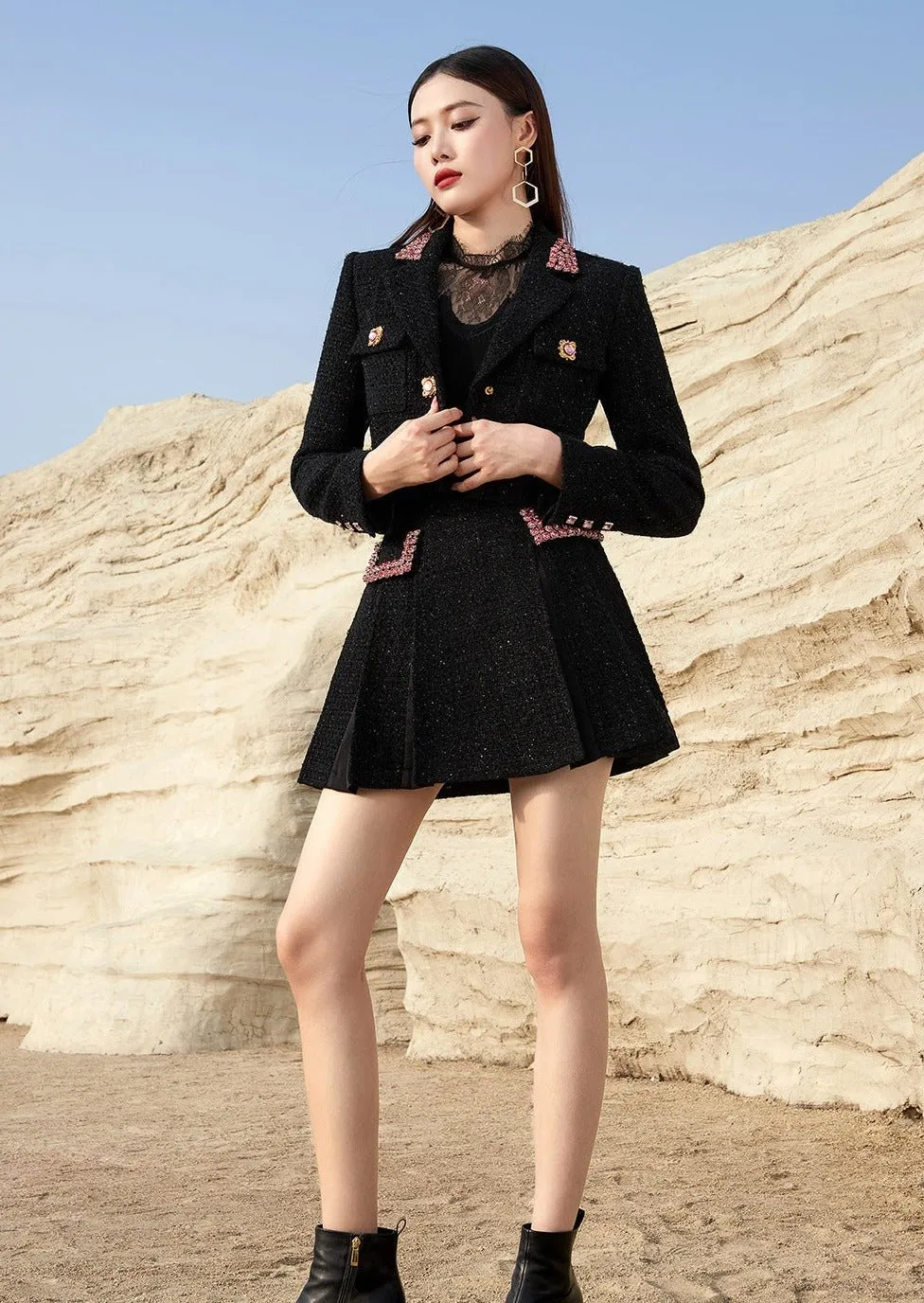 COLOR STONE SHORT JACKET&SKIRT