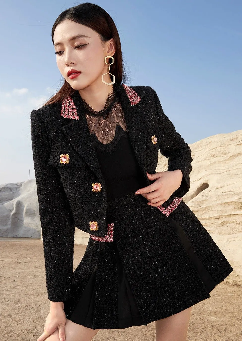 COLOR STONE SHORT JACKET&SKIRT