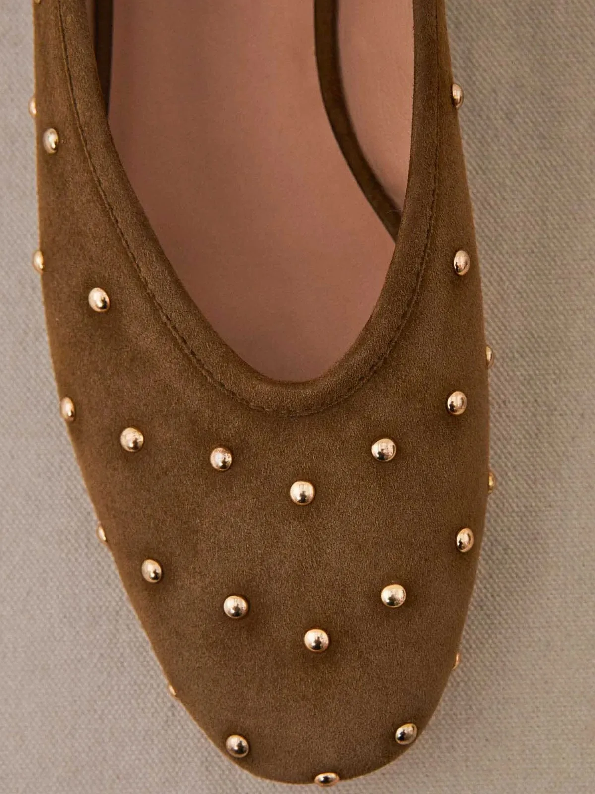 Coralie Stud Ballerina - Khaki