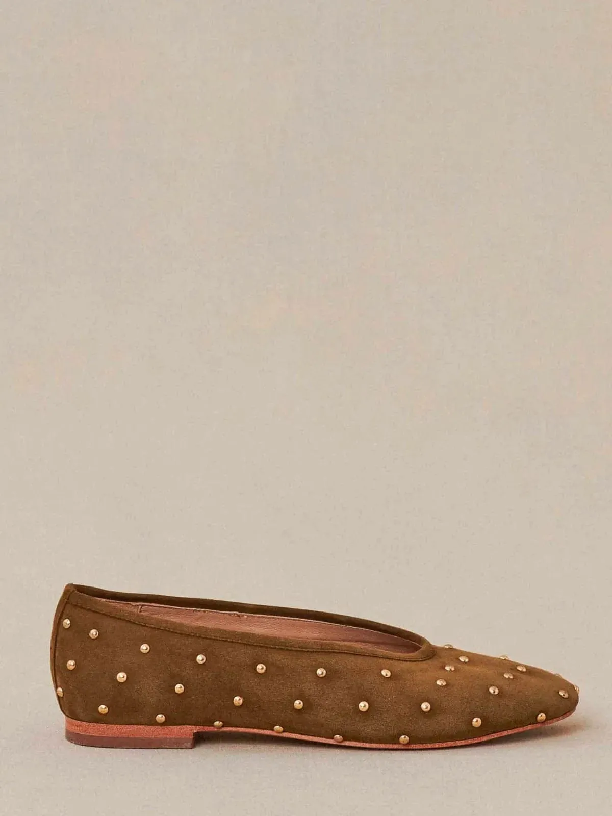 Coralie Stud Ballerina - Khaki
