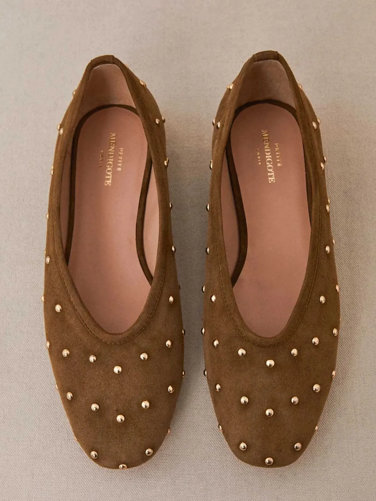 Coralie Stud Ballerina - Khaki