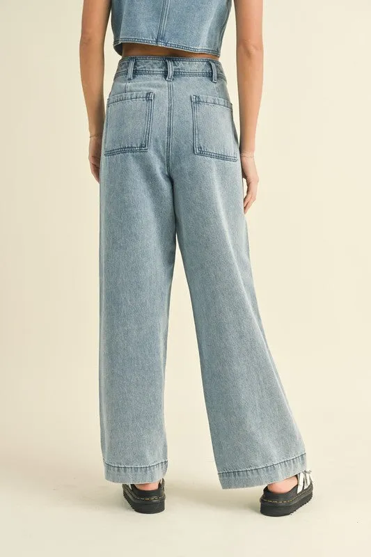 Denim Down Crop Pants