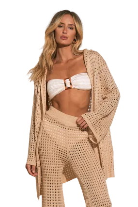 Elan Crochet Cardigan Hoodie - Natural - FINAL SALE