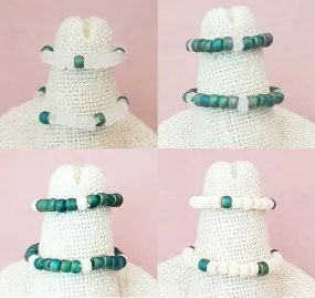Elastic Rings in Deep Greens, Emerald AB, Set of 2, Simple, Boho, Bohemian, Minimalist, Stackable, Choice of Colors, Group F