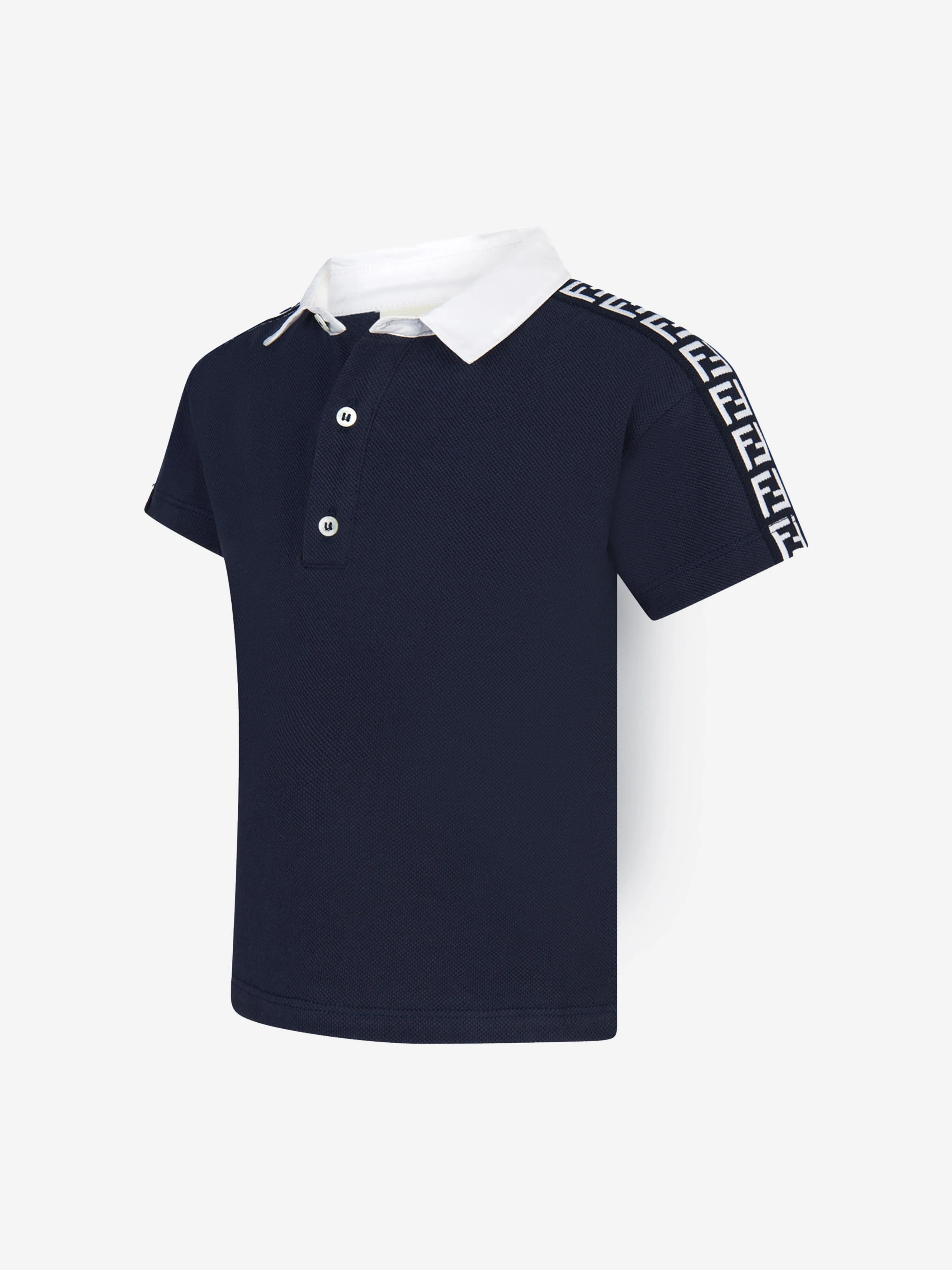 Fendi Baby Boys Cotton Logo Trim Polo Shirt