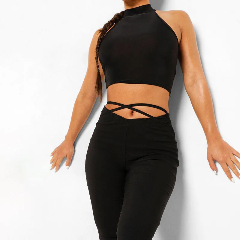 Flare Lace up Stretchy Trousers