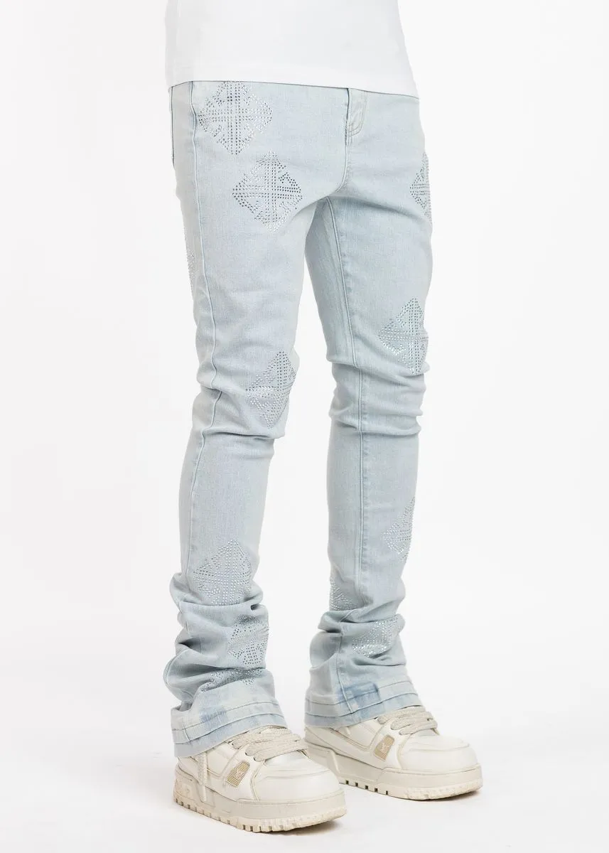Guapi - Icon Embellished Stacked Jeans (Blue)