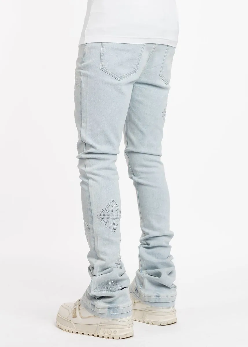Guapi - Icon Embellished Stacked Jeans (Blue)