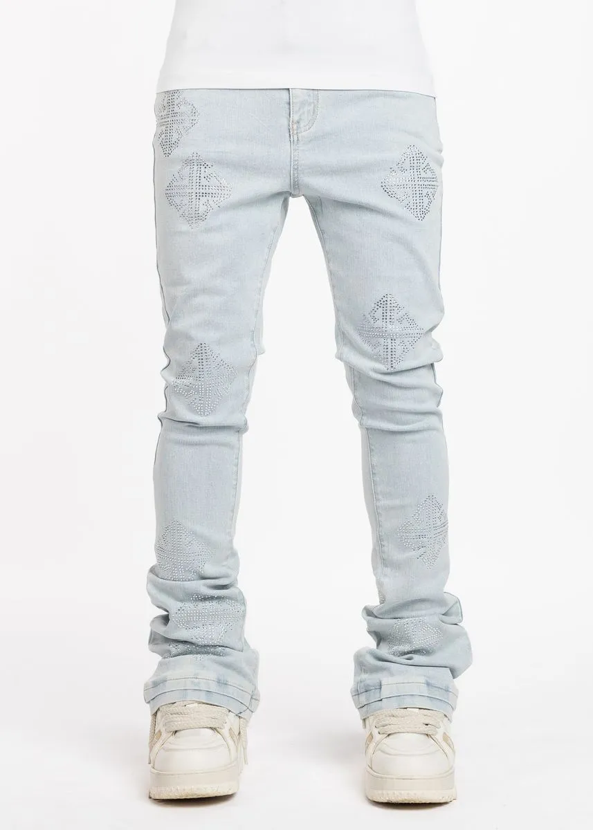 Guapi - Icon Embellished Stacked Jeans (Blue)