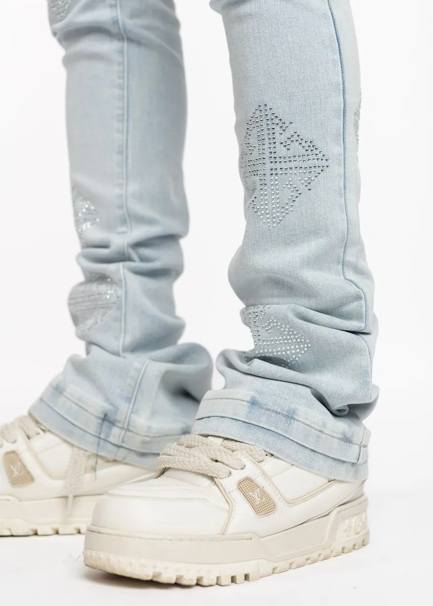 Guapi - Icon Embellished Stacked Jeans (Blue)