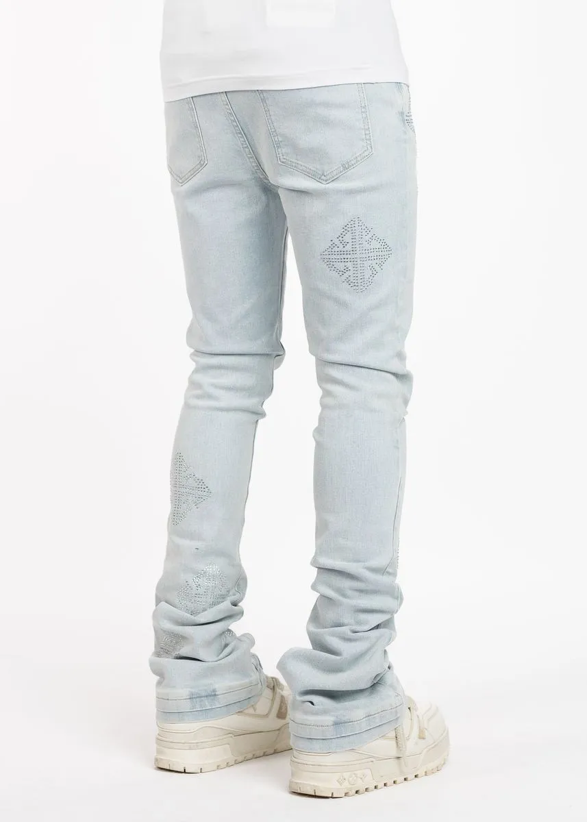 Guapi - Icon Embellished Stacked Jeans (Blue)