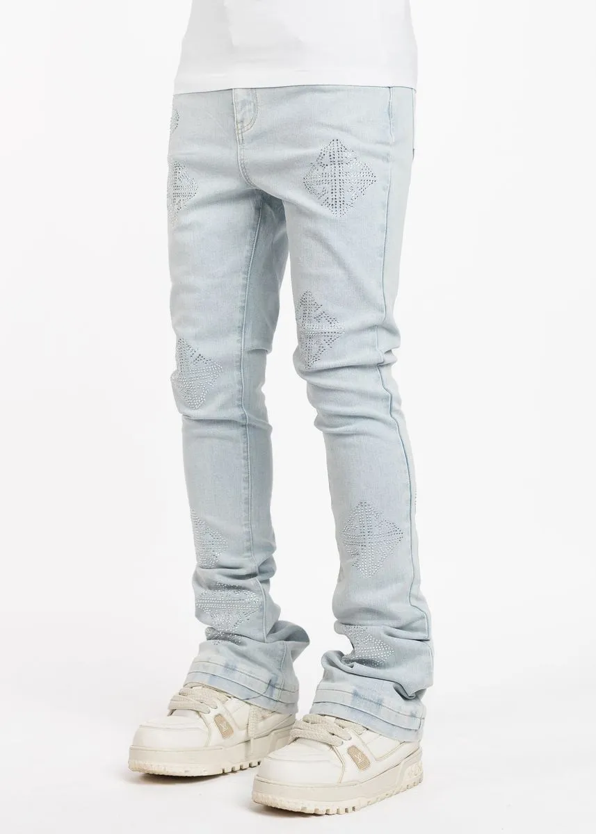 Guapi - Icon Embellished Stacked Jeans (Blue)