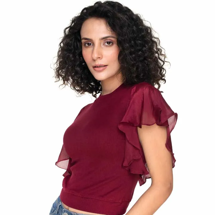 Hosiery Blouses- Flutter Sleeves