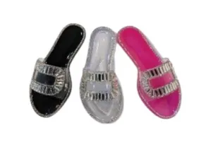 JANE SPARKLY FLATS SANDAL SLIPPER WITH TRANSPARENT UPPER