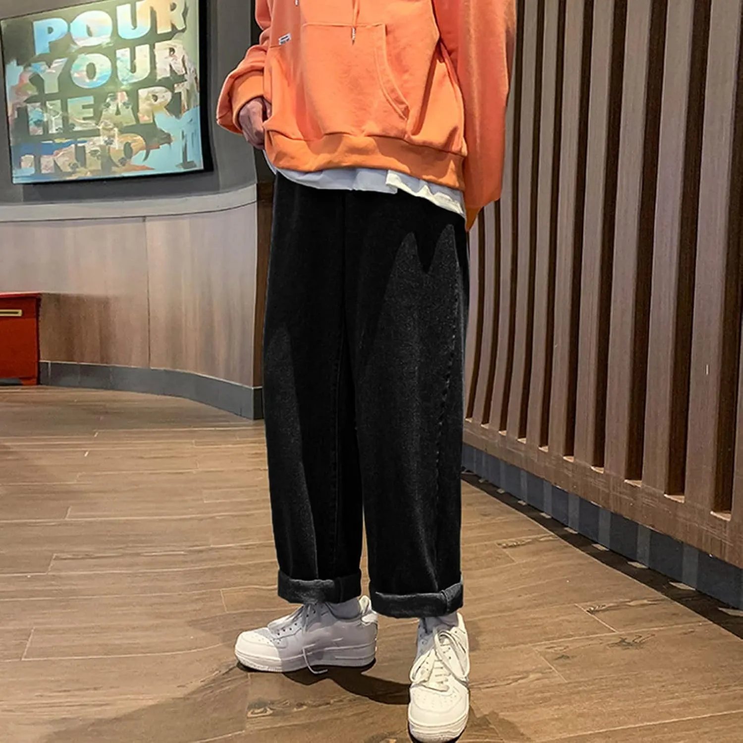 Jeans for Men Baggy Jeans Pants Loose fit Straight Wide Leg Trousers Relaxed Fit Streetwear Jeans Sweatpants