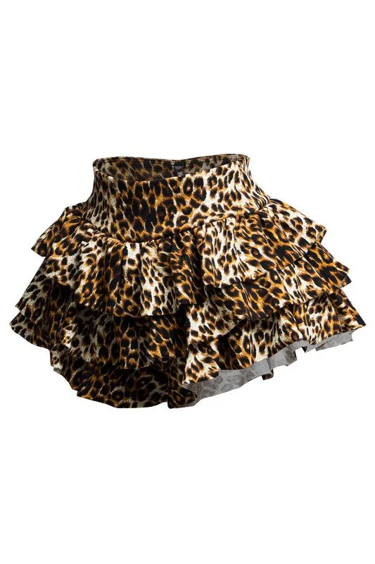 Leopard Printed Ruffle Skirt