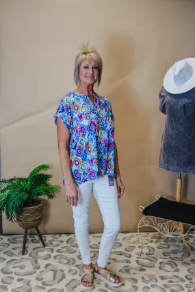 Liz In A Haze Blue Pattern Blouse
